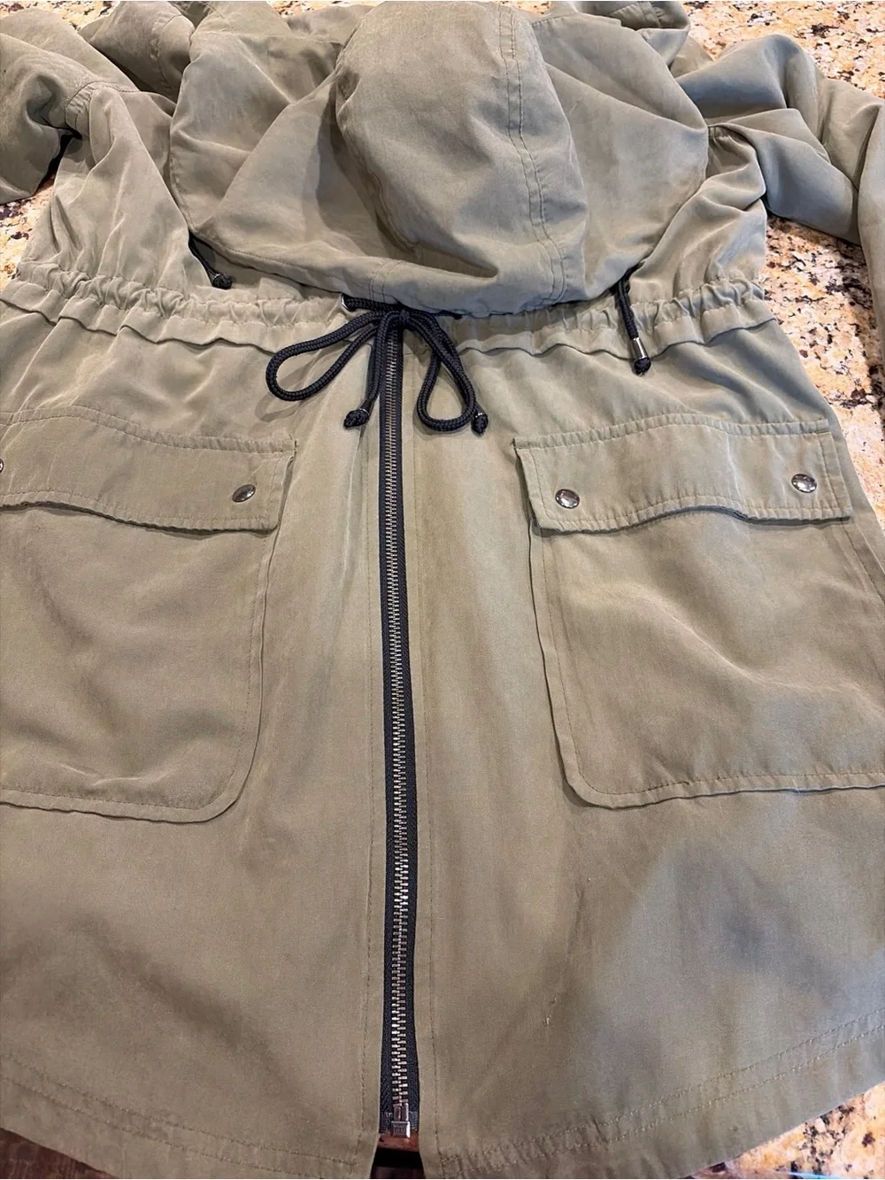 Old Navy Olive Green Hooded Drawstring Utility Jacket - Women's